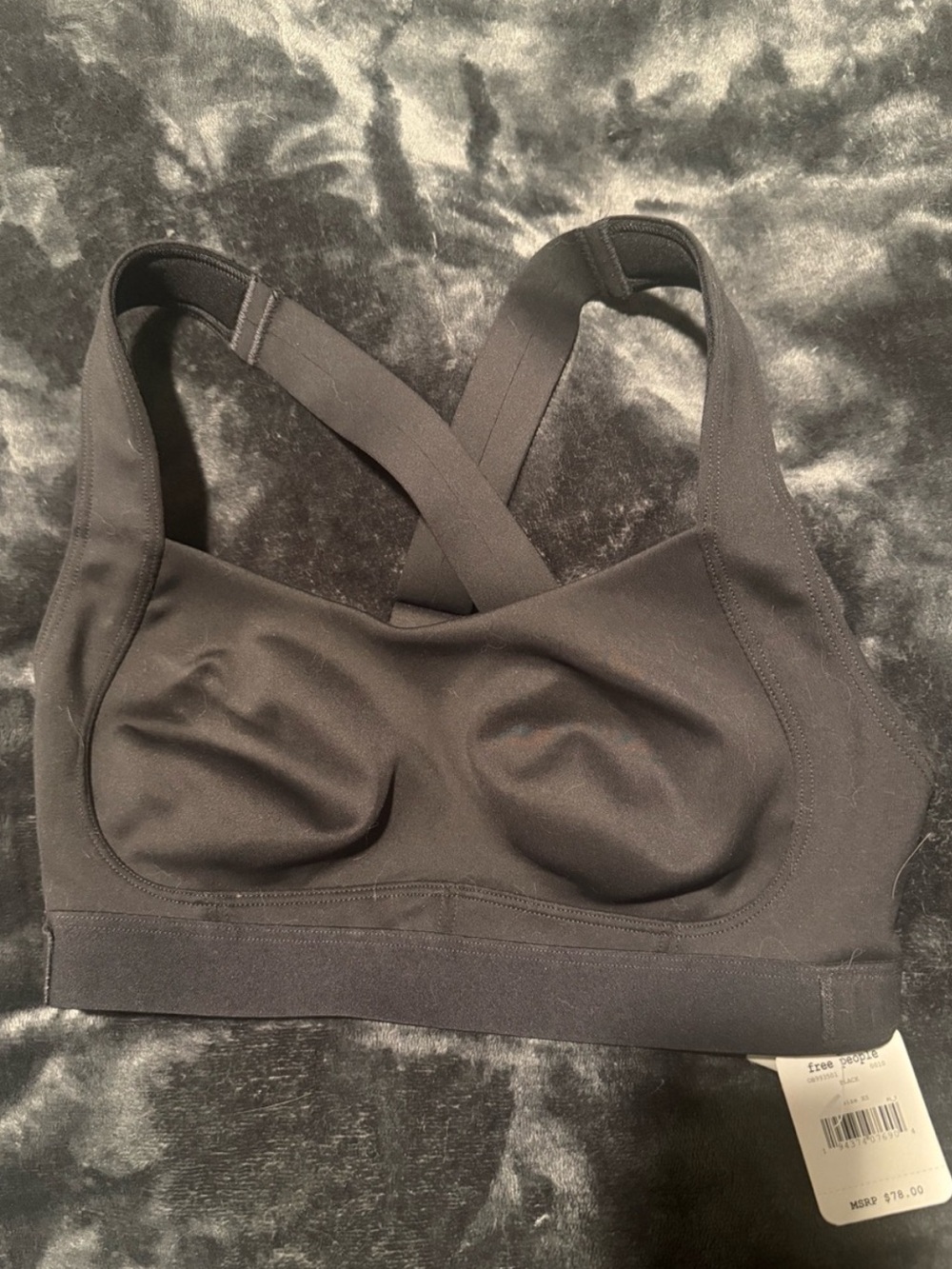 Free People Black Crisscross Padded Sports Bra